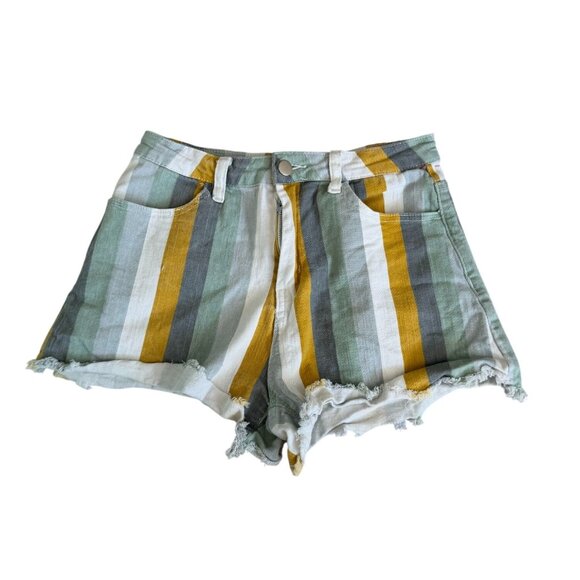 ALTAR'D STATE Multicolor Striped Denim Shorts Size Medium - Picture 9 of 9